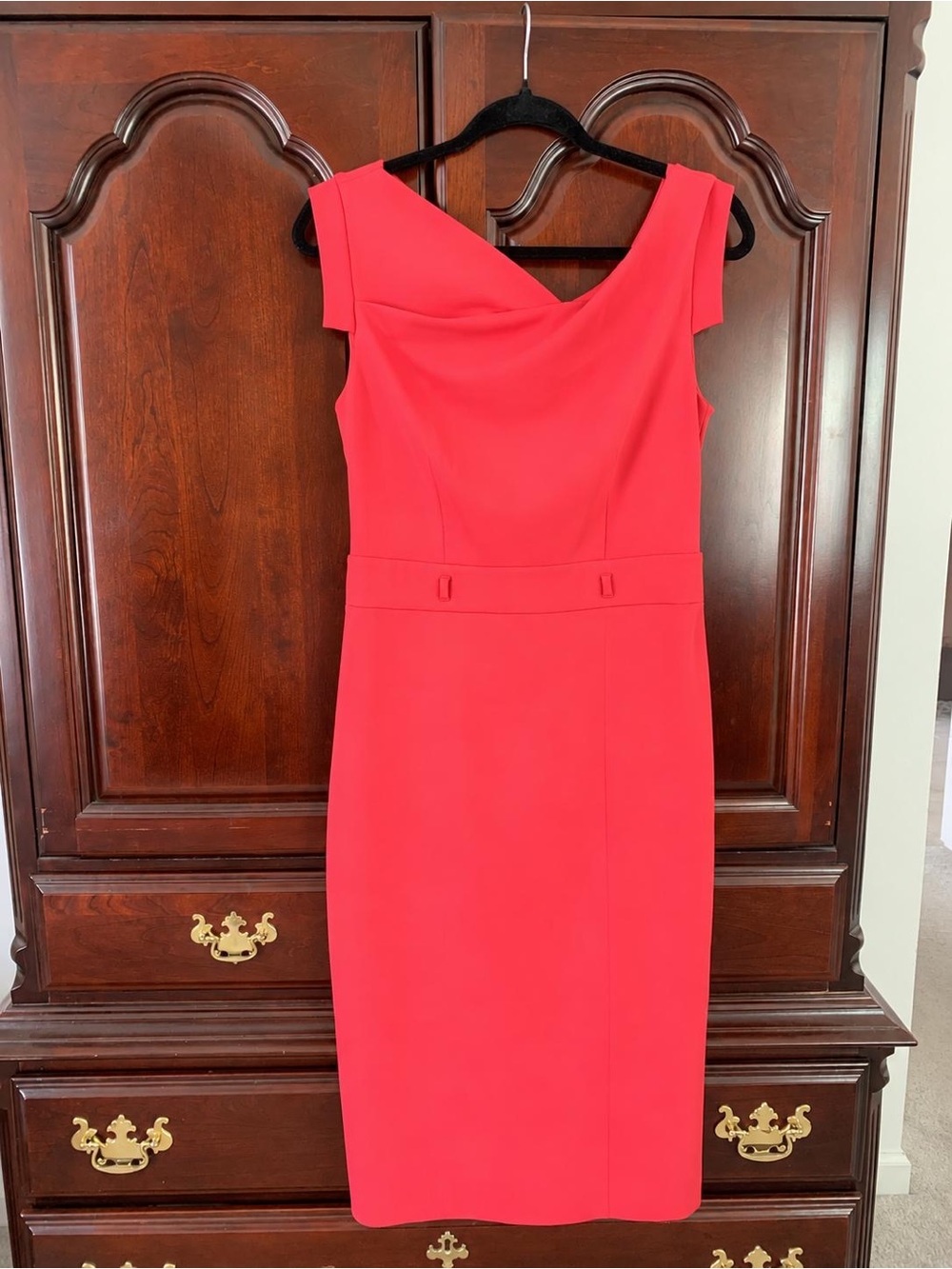 New York & Company Red Cowl-Neck Sheath Dress